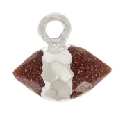 Pietra del sole - Breloque pointe facettée 9x10.5 mm imitation gemme - Gold Stone - Argent 925 x1 Breloque pointe facettée 9x10.5 mm imitation gemme - Gold Stone - Argent 925 x1