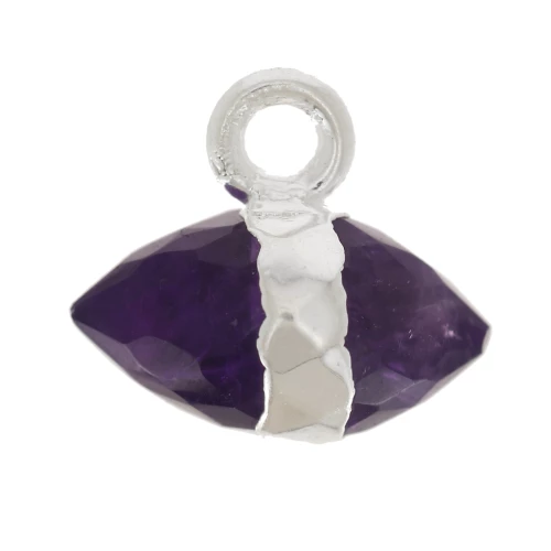 Ciondolo in pietra semipreziosa sfaccettata 9x10,5 mm - Ametista - Argento 925 x1