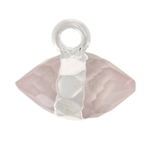 Ciondolo in pietra semipreziosa sfaccettata da 9x10,5 mm - Quarzo rosa - Argento 925 x1