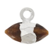 Ciondolo in pietra semipreziosa sfaccettata da 9x10,5 mm - Occhio di tigre - Argento 925 x1