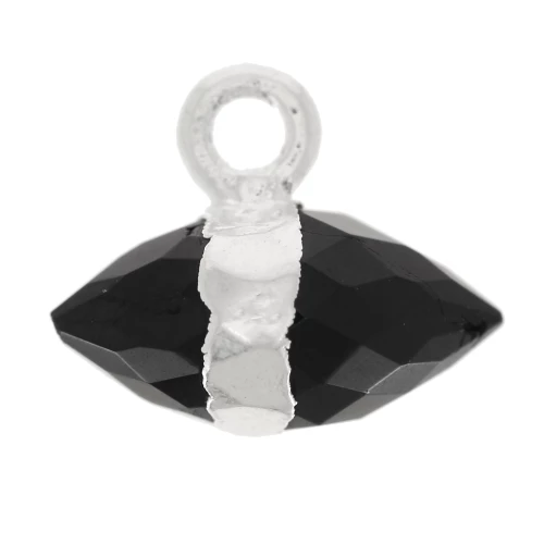 Ciondolo in pietra semipreziosa sfaccettata da 9x10,5 mm - Onice nero - Argento 925 x1