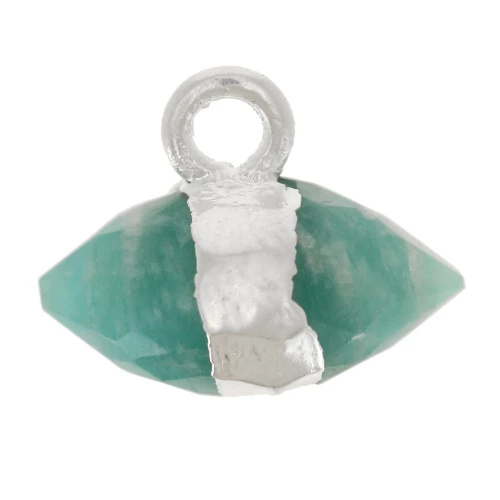 Ciondolo in pietra semipreziosa sfaccettata da 9x10,5 mm - Amazzonite - Argento 925 x1
