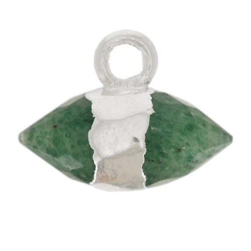 Ciondolo in pietra semipreziosa sfaccettata 9x10,5 mm - Avventurina - Argento 925 x1