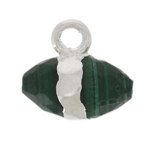 Ciondolo in pietra semipreziosa sfaccettata 9x10,5 mm - Malachite - Argento 925 x1
