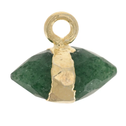Ciondolo in pietra semipreziosa sfaccettata 9x10,5 mm - Avventurina - Dorato con oro fino