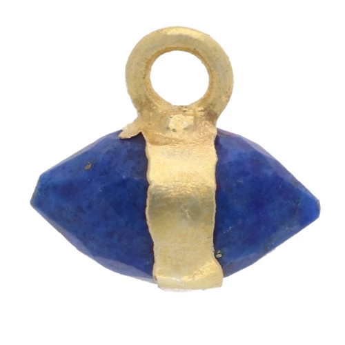 Ciondolo in pietra semipreziosa sfaccettata 9x10,5 mm - Lapislazzuli - Dorato con oro fino