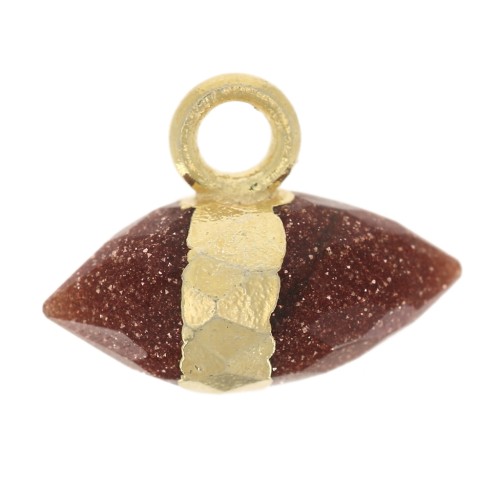 Ciondolo con punta sfaccettata in imitazione di gemma da 9x10,5 mm - Pietra d'oro - Dorato con oro fino