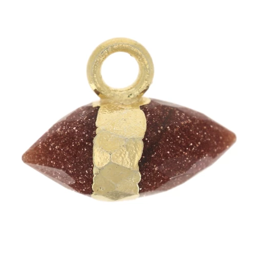 Ciondolo con punta sfaccettata in imitazione di gemma da 9x10,5 mm - Pietra d'oro - Dorato con oro fino