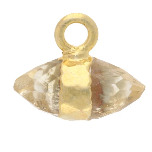 Ciondolo in pietra semipreziosa sfaccettata da 9x10,5 mm - Citrino - Dorato con oro fino