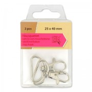 Lotto di 2 moschettoni 25x40 mm rodiato