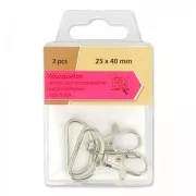 Lotto di 2 moschettoni 25x40 mm rodiato