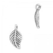 Ciondolo foglia 13x7 mm Placcatura argento antico x1|raw }}