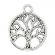 Ciondolo albero della vita 24 mm Placcatura Argento Antico x1|raw }}