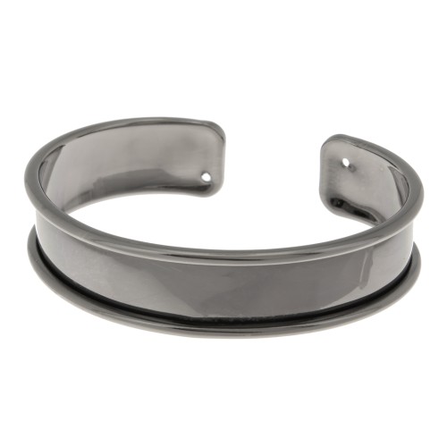 Base in ottone per bracciale Eco con bordo incurvato mm. 15 gunmetalx1