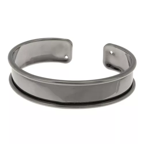 Base in ottone per bracciale Eco con bordo incurvato mm. 15 gunmetalx1