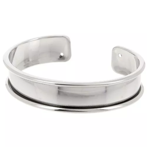 Base in ottone per bracciale Eco con bordo incurvato mm. 15 rhodié x1