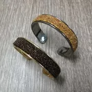 Base in ottone per bracciale Eco con bordo incurvato mm. 15 rhodié x1