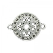 Separatore rotondo filigranato 2 anelli 14 mm Placcatura argento antico x1|raw }}