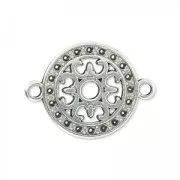 Separatore rotondo filigranato 2 anelli 14 mm Placcatura argento antico x1