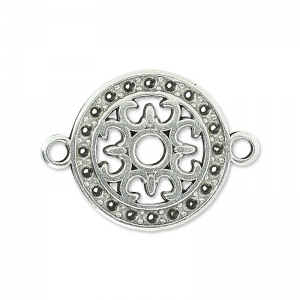 Separatore rotondo filigranato 2 anelli 14 mm Placcatura argento antico x1