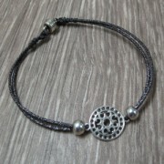 Separatore rotondo filigranato 2 anelli 14 mm Placcatura argento antico x1