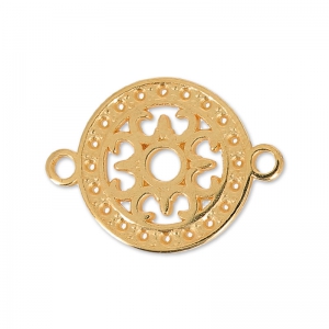 Separatore rotondo filigranato 2 anelli 14 mm dorato rosa x1