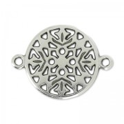 Separatore rotondo filigranato 2 anelli 20 mm Placcatura argento antico x1|raw }}