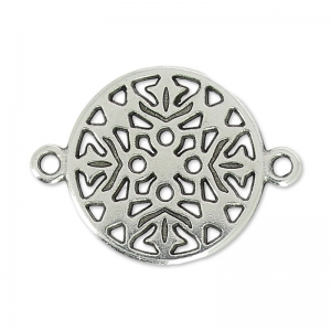 Separatore rotondo filigranato 2 anelli 20 mm Placcatura argento antico x1