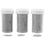 Assortimento di mini perle di vetro da 0,6 a 3 mm - Argentato x3