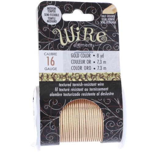 Filo di rame tondo martellato da 1,29 mm, semiduro - Dorato anti-ossidazione x7.3m