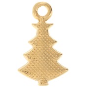 Ciondolo albero di Natale 17x10 mm in resina epossidica - Dorato con oro fino - Brillantini verdi x1