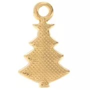 Ciondolo albero di Natale 17x10 mm in resina epossidica - Dorato con oro fino - Brillantini verdi x1