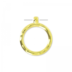 Pendente anello martellato 33 mm Dorato con oro fino x1
