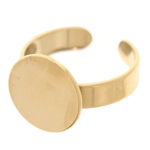 Anello regolabile per cabochon a base piatta da 12 mm - Acciaio inossidabile 304 Dorato x1