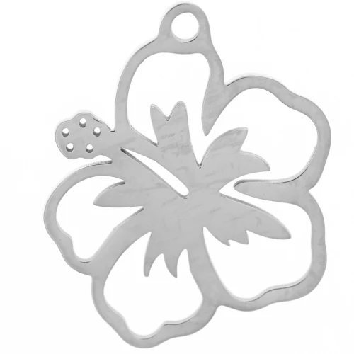 Pendente a forma di fiore di ibisco 21,5x18 mm - Acciaio inossidabile 304 x1