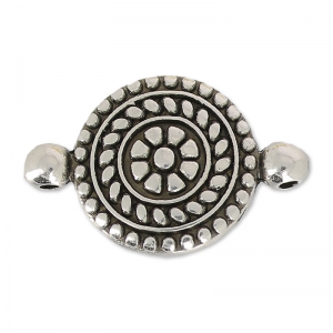 Separatore tondo lavorato 2 anelli 23 mm Placcatura argento antico x1