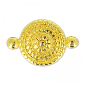 Separatore tondo lavorato 2 anelli 23 mm Dorato con oro fino con oro fino x1