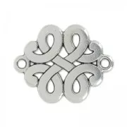 Separatore celtico 2 anelli 17 mm Placcatura argento antico x1