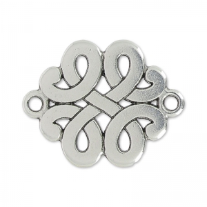 Separatore celtico 2 anelli 17 mm Placcatura argento antico x1