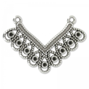 Separatore forma V 2 anelli 41 mm Placcatura argento antico x1