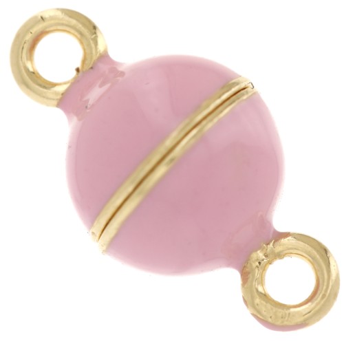 Chiusura a sfera magnetica in resina epossidica da 10 mm - Argento 925 Dorato con oro fino - Rosa chiaro