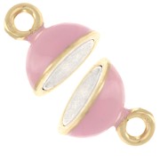 Chiusura a sfera magnetica in resina epossidica da 10 mm - Argento 925 Dorato con oro fino - Rosa chiaro