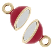 Chiusura a sfera magnetica da 10 mm con resina epossidica - Argento 925 Dorato con oro fino - Rosso