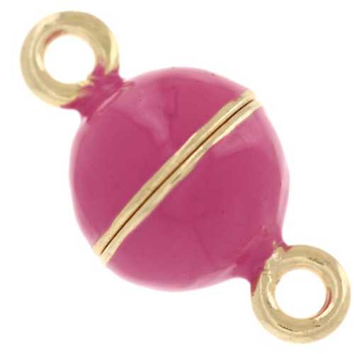 Chiusura a sfera magnetica da 10 mm con resina epossidica - Argento 925 Dorato con oro fino - Fucsia