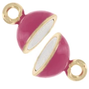 Chiusura a sfera magnetica da 10 mm con resina epossidica - Argento 925 Dorato con oro fino - Fucsia