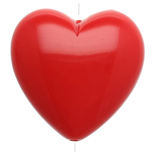 Perla cuore in resina opaca 17x18 mm - Rosso scuro x1