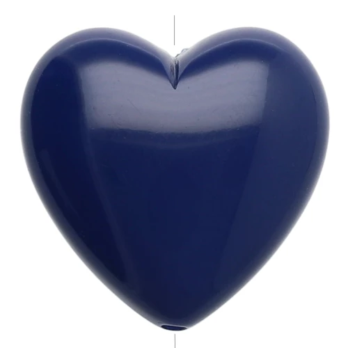Perla cuore in resina opaca 17x18 mm - Blu scuro x1