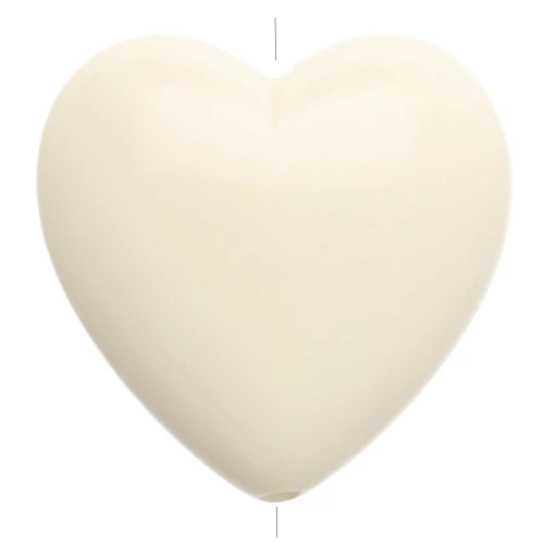 Perla cuore in resina opaca 17x18 mm - Ecrù x1