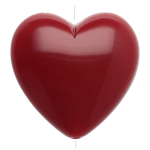 Perla cuore in resina opaca 17x18 mm - Bordeaux x1