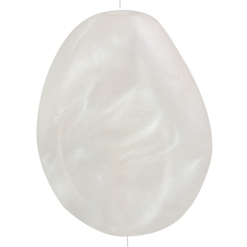 Perlina piatta irregolare 25x20 mm in resina traslucida - Bianco perlato x1
